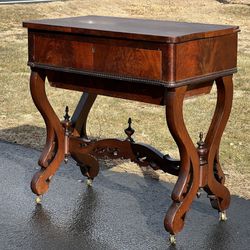 Antique Victorian Mahogany Sow Belly Sewing Stand c. 1850