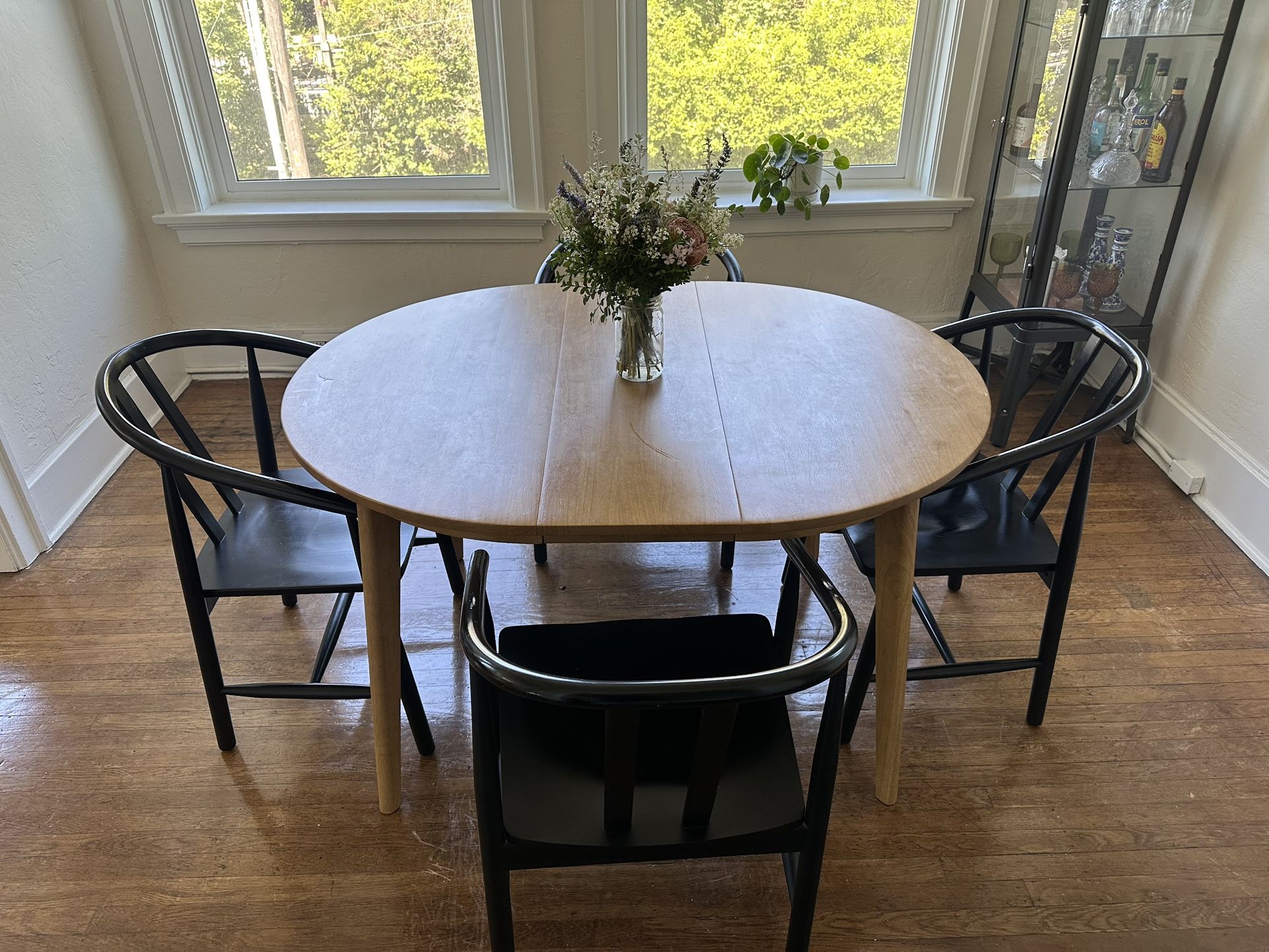 Astrid Mid-Century Round Extendable Dining Table - Threshold