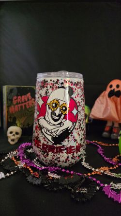 Terrifier Art the Clown Glitter Tumbler with Lid