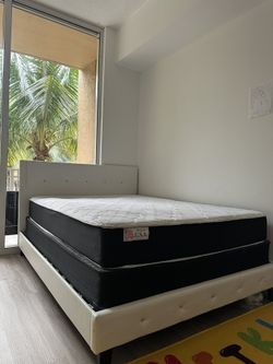Queen size frame, box spring, mattress