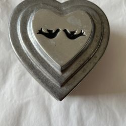 Vintage RWP Wilton Co. Pewter Heart-Shaped Box, Very Good Condition 