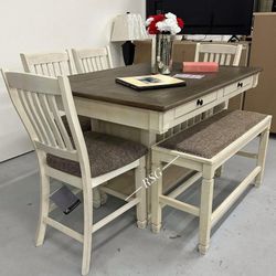 Take Home Pay Later Only $39 Down Payment 🌟 Counter High Dining Furniture Set 🌟 Table And Bar Stools 