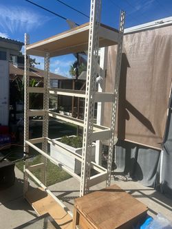 Metal Shelving Unit with Wood Shelves