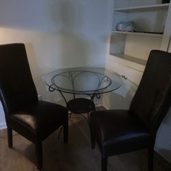 Glass Table And Two Chairs