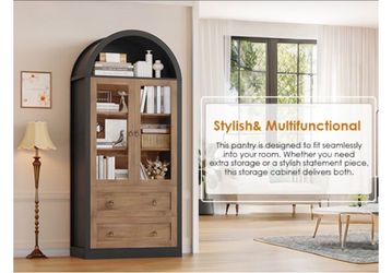 70" Arched Bookcase with Doors