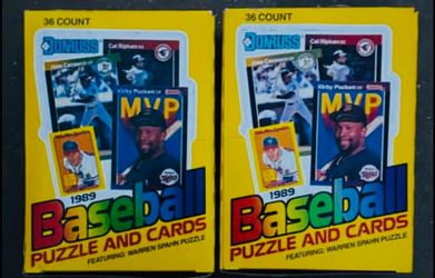 Donruss VINTAGE 1989 Baseball and Puzzle Cards 36ct. Wax Pack Boxes. Brand New. 2 Boxes Available. SALE $35.00 Each Box