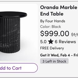 Oranda Black MARBLE end Tables