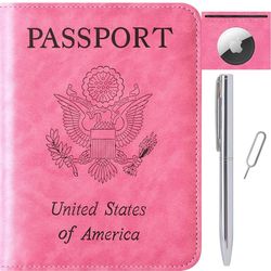 Airtag Passport Holder for Travel Essentials Wallet Rfid Blocking Cover Leather Case Vacation Travel Accessories for Women Men (Pink)
Please note: air