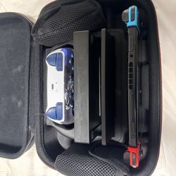 Nintendo switch with games and controller and broken dock