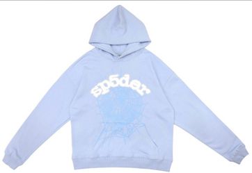 Sp5der Light Blue Pullover Hoodie