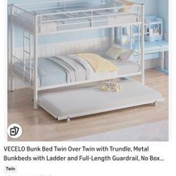White Twin Bunkbed with Trundle 