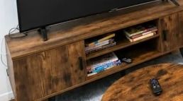 Wood & Metal TV Media Console w/ Open Shelving