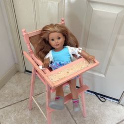 American Girl Doll And Vintage Baby Doll High Chair 