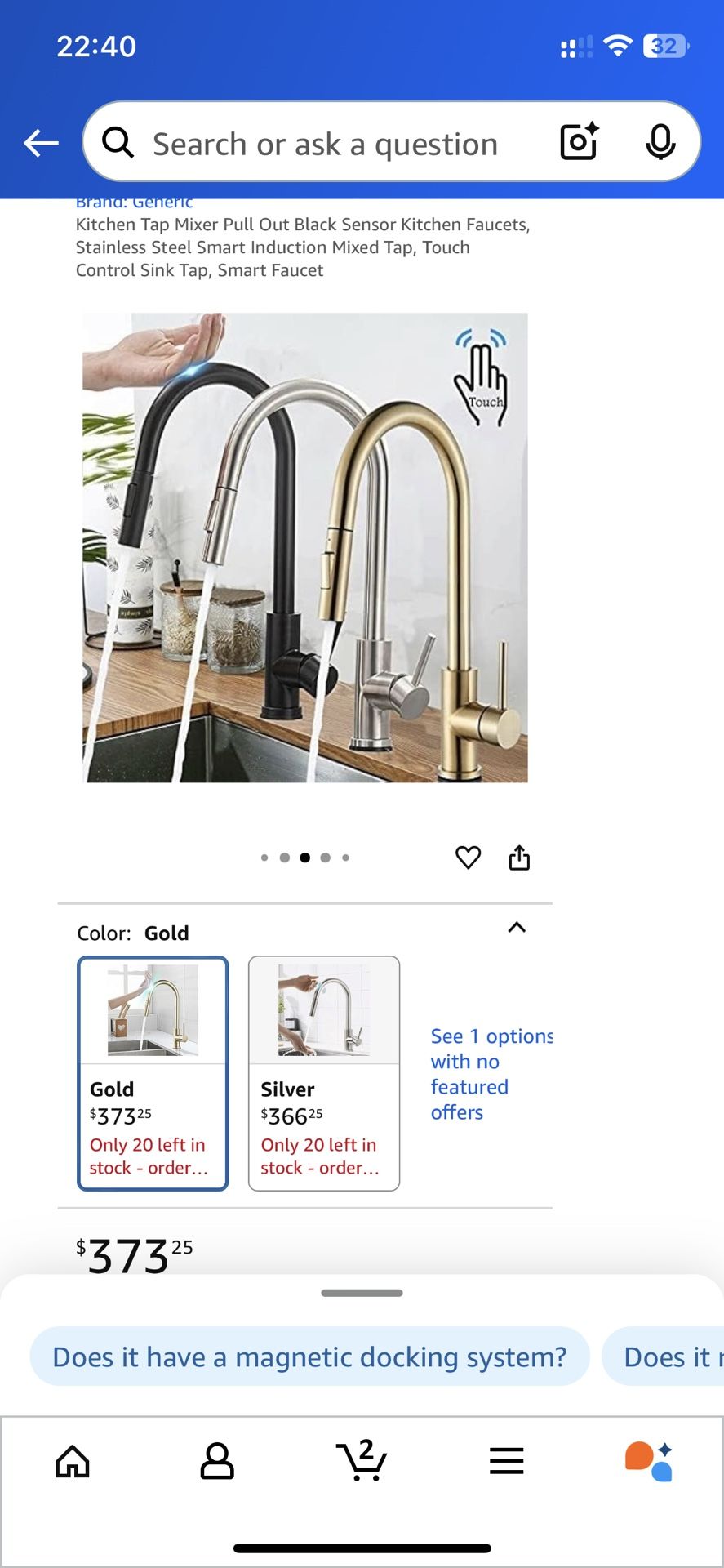 Kitchen Tap Mixer Pull Out Sensor Kitchen Faucets, Stainless Steel Smart Induction Mixed Tap, Touch Control Sink Tap, Smart Faucet