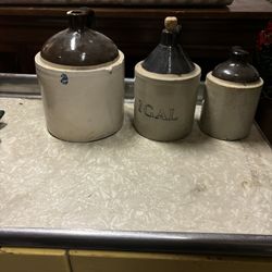 Antique Western Whiskey Crock Jugs 