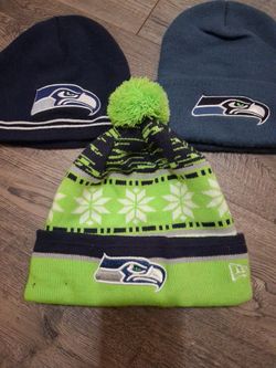 3 Seattle Seahawks beanies... Yes they're available
