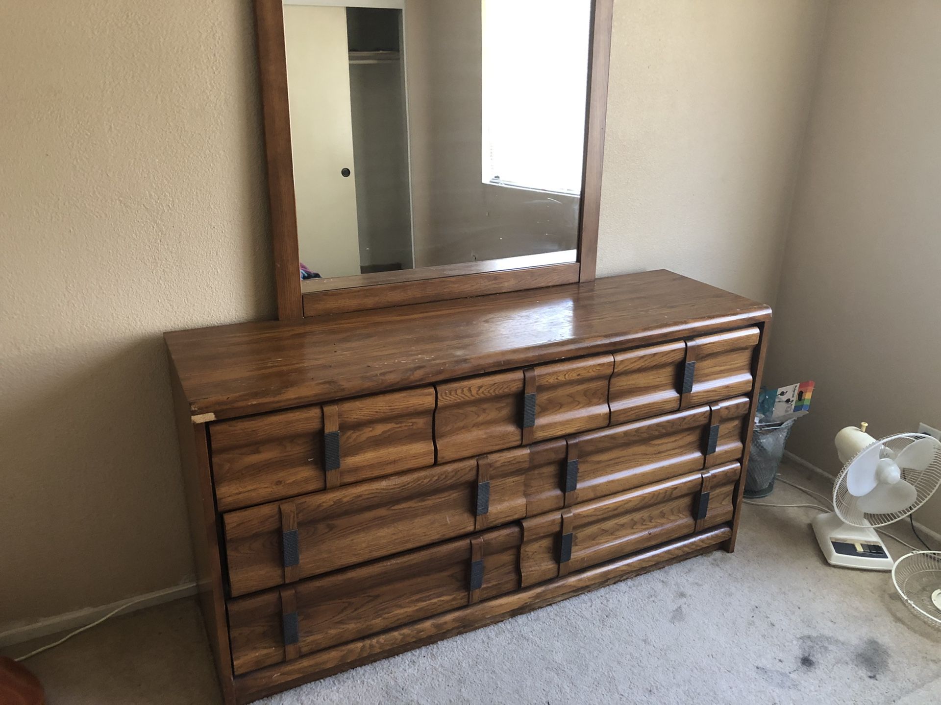 FREE! Wood Dresser with Attached Mirror!