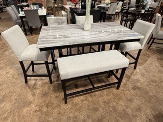 6PC Gray Dining Table Set