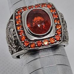 Orange Sapphire Dragon Ring Mens 