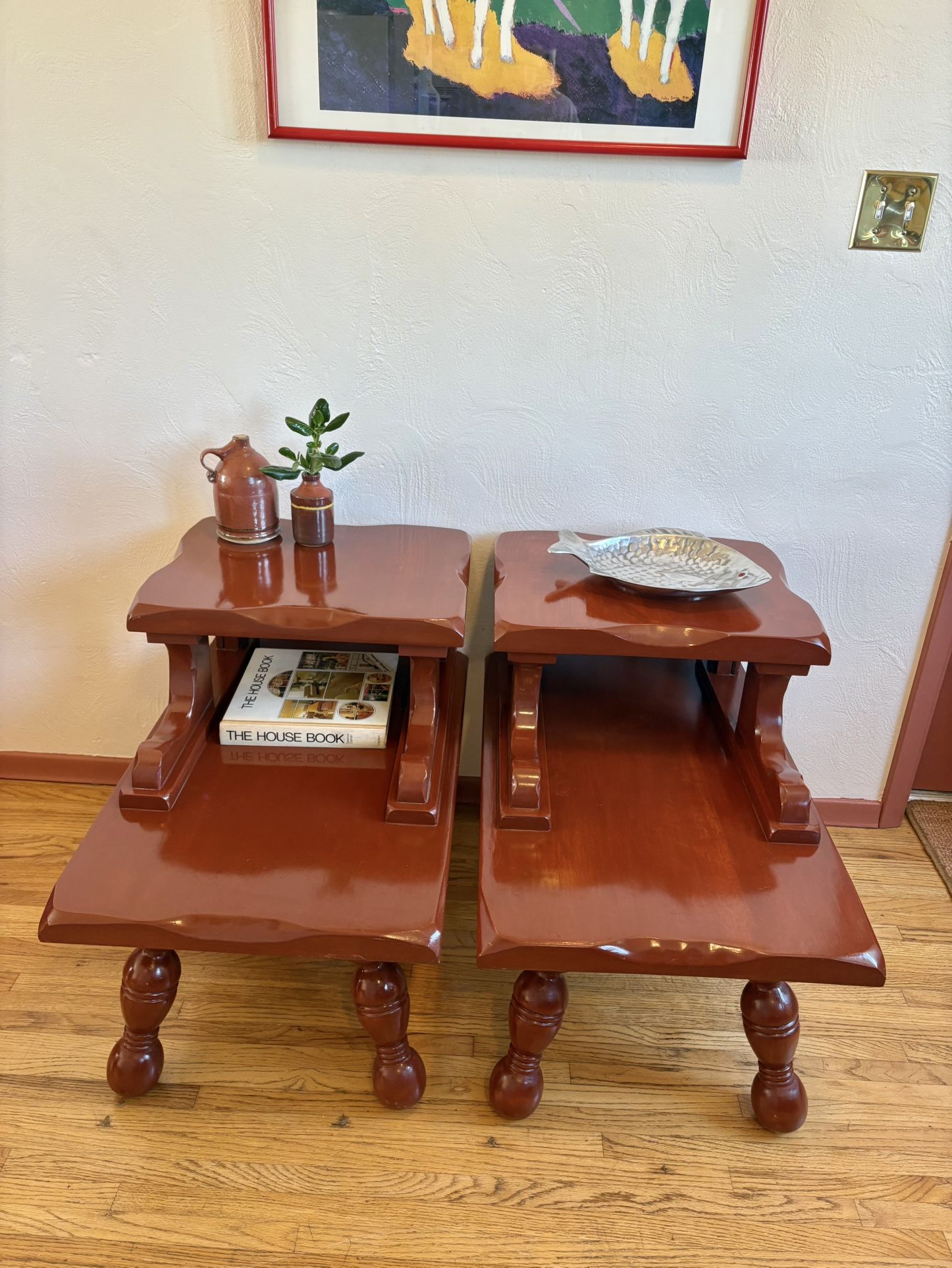 MCM/Vintage Solid Maple Two Tier Nightstands