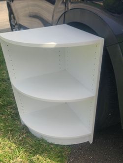 White Corner Shelf Unit 3 Tiers, 30H x 25w x 18