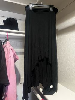 fold over maxi asymmetrical black skirt