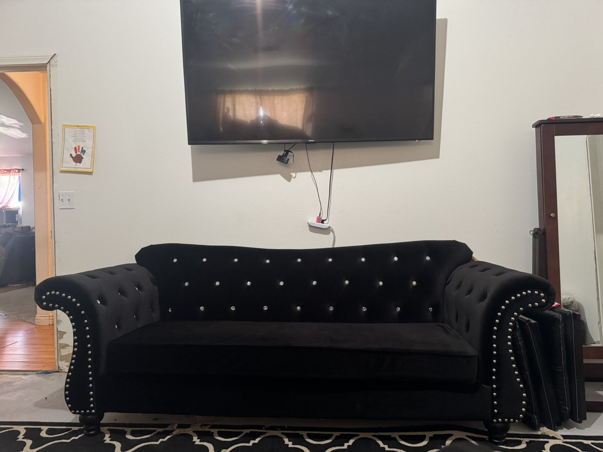 Black Velvet Sofa