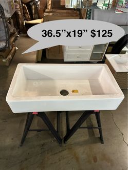 New 36.5”x19” Farmhouse Apron Front White Ceramic Bowl Kitchen Sink