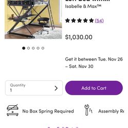 Full Metal Loft Bed With Desk