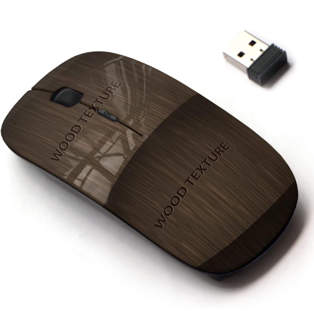 Wireless Mouse with Cute Pattern Design for All Laptops and Desktops with Nano Receiver - Realistic Dark Brown Wooden Rustic