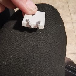 Tiny Sterling Silver Diamond Chip Earrings 