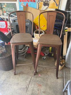 Tolix style pair of bar stools
