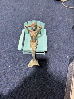 Cast Iron Gold Tone Mermaid 11inches