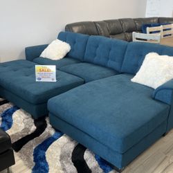 BEAUTIFUL BLUE/GREEN/GREY BISCANYE SECTIONAL SOFA!$999!*SAME DAY DELIVERY*NO CREDIT NEEDED*HUGE SALE*EASY FINANCING*