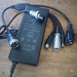 AC ADAPTER CHARGER W/ 3 PIN FAMALE CONNECTOR 5 IN 1 ADAPTER DIFFERENTS MODELS FOR ELECTRIC BIKE & ELECTRIC SCOOTER 54.6 VOLTS - 2.0A