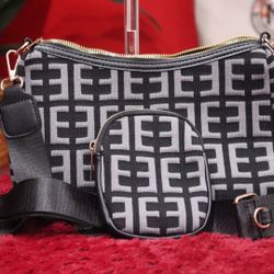 Black And Grey Crossbody With Coin Purse 