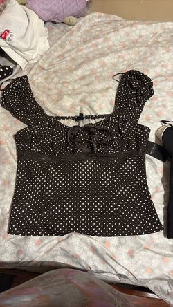 Black Polka Dot Corset Top with Rosette