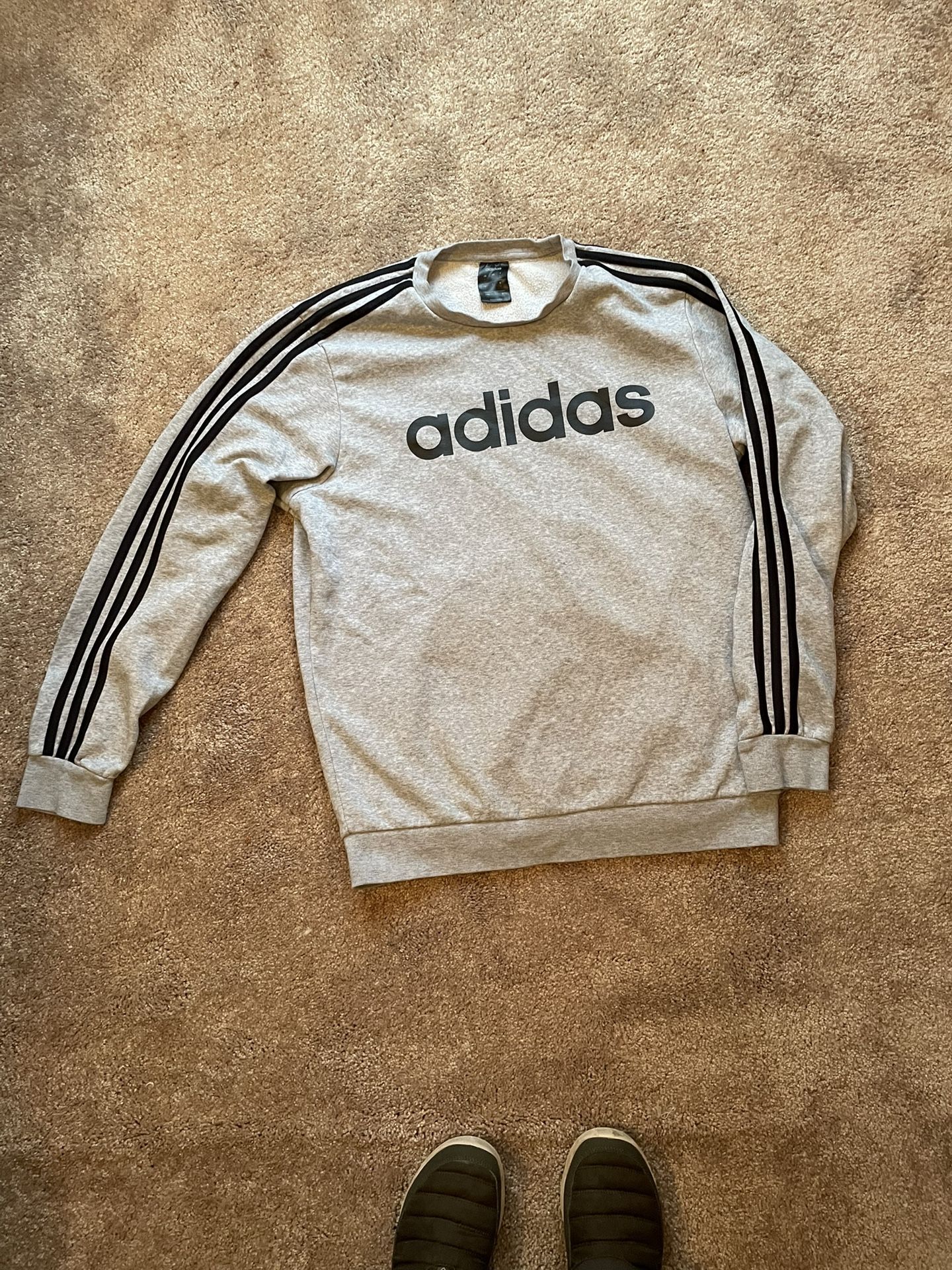 Adidas Men's Crewneck Graphic Sweatshirt-Size L Gray Heather