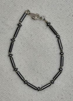 Hematite tube & rondell bead bracelet