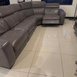 Gray L shaped recliner sofa
