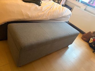 Gray Upholstered Storage Ottoman / Bench
