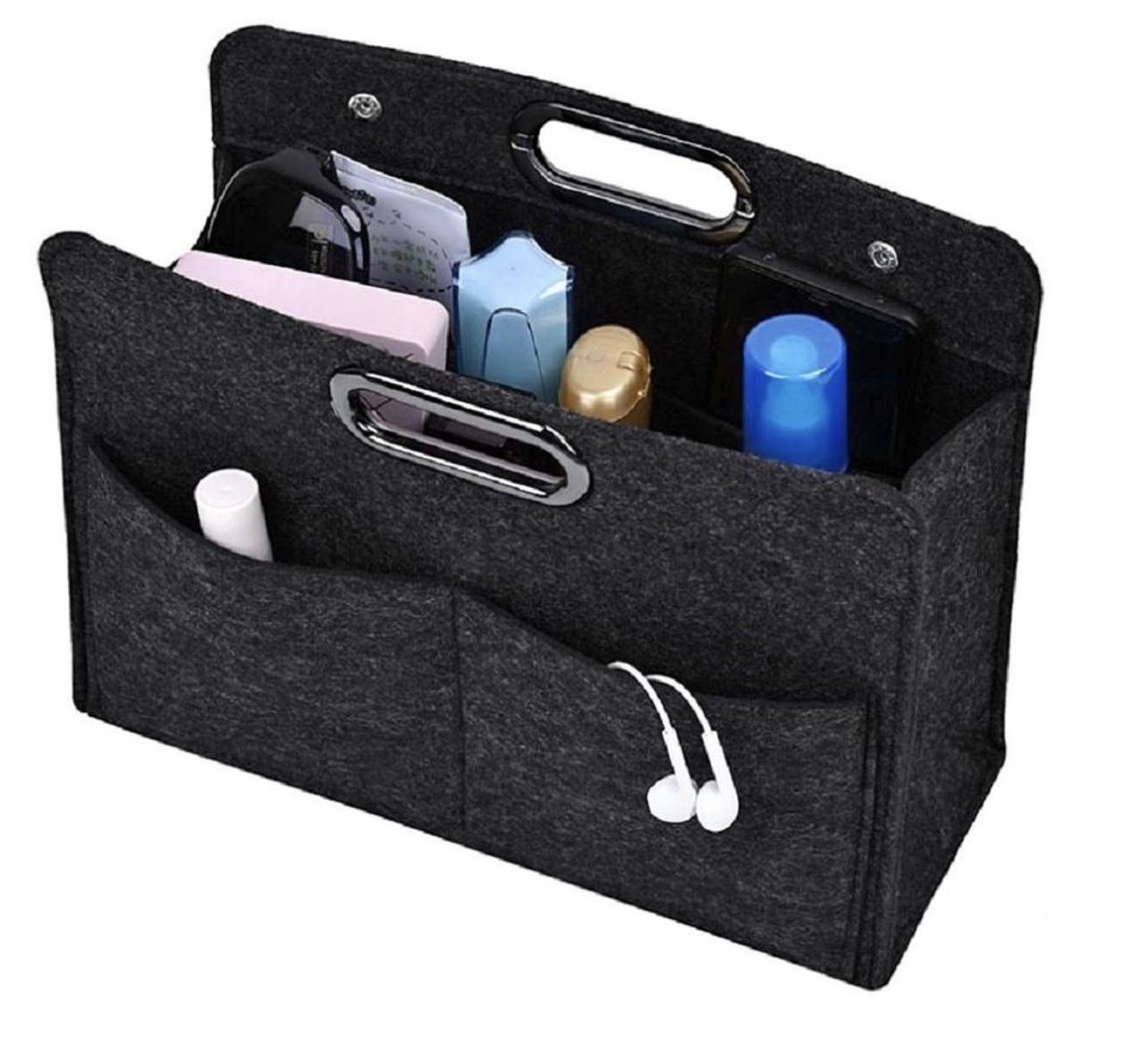 Felt Handbag Organizer Insert-Versatile Multi Pocket Storage Tote Purse Shaper Black