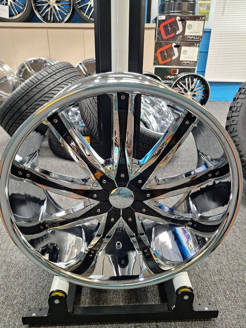 22" DECENT RIMS AND TIRES BUNDLE