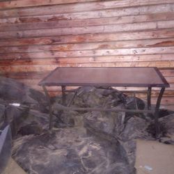 Metal Coffee Table w/ Textured Glass Top