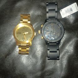 Nixon Titanium Watches Gold And Black W Gold Accents 
