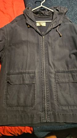 Navy Blue Zip-Up Hooded Jacket