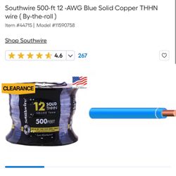 Southwire 500-ft 12 -AWG Blue Solid Copper THHN wire ( By-the-roll )