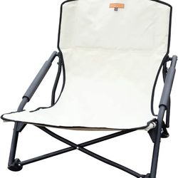 Low Beach Chairs with Carry Bag, Camping Chair with Padded Armrests, Lightweight Folding Chairs for Camping, Hiking, Backpacking, Picnicking, Lawn, Ou