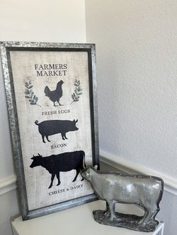Farmers Market wall art 31.5”x16”  and cow mold