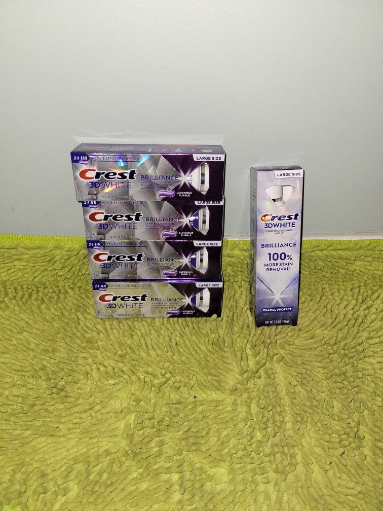 4 Luminous Purple 4.6oz/1 Enamel Protect 3.9oz Crest 3D White Brilliance